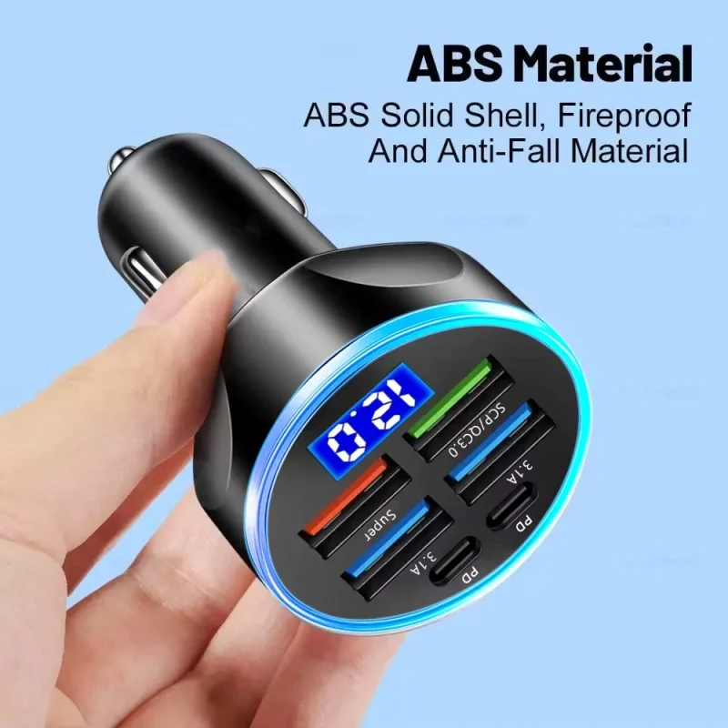 Cargador de coche USB-C PD y QC 3.0 con pantalla digital - imagen 5