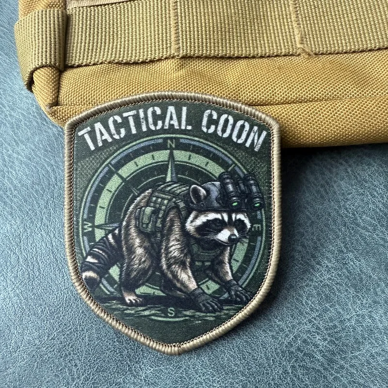 Parche táctico mapache con gancho y bucle para mochila