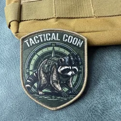 Parche táctico mapache con gancho y bucle para mochila