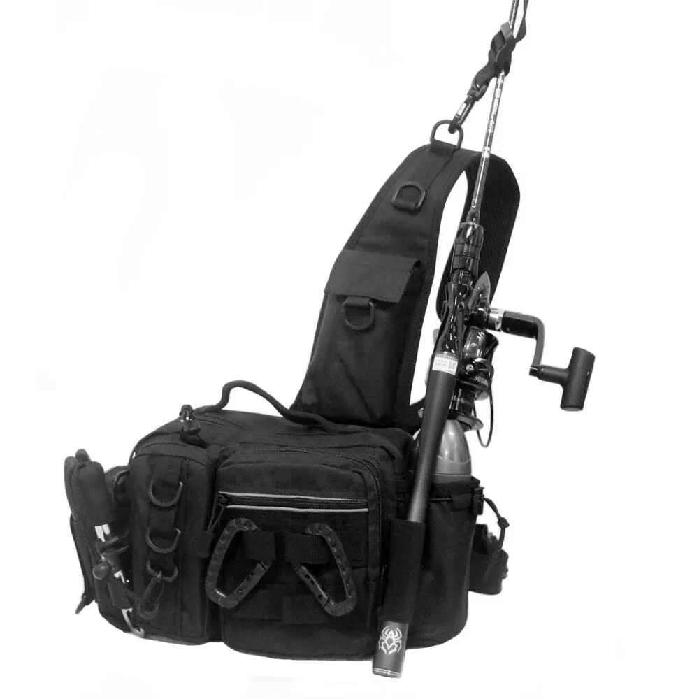 Bolsa multifuncional negra para pesca y actividades al aire libre