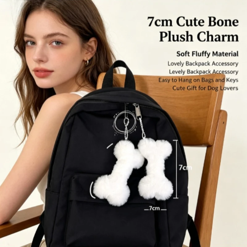 Colgante de peluche forma de hueso para mochila estudiantes y parejas - imagen 4