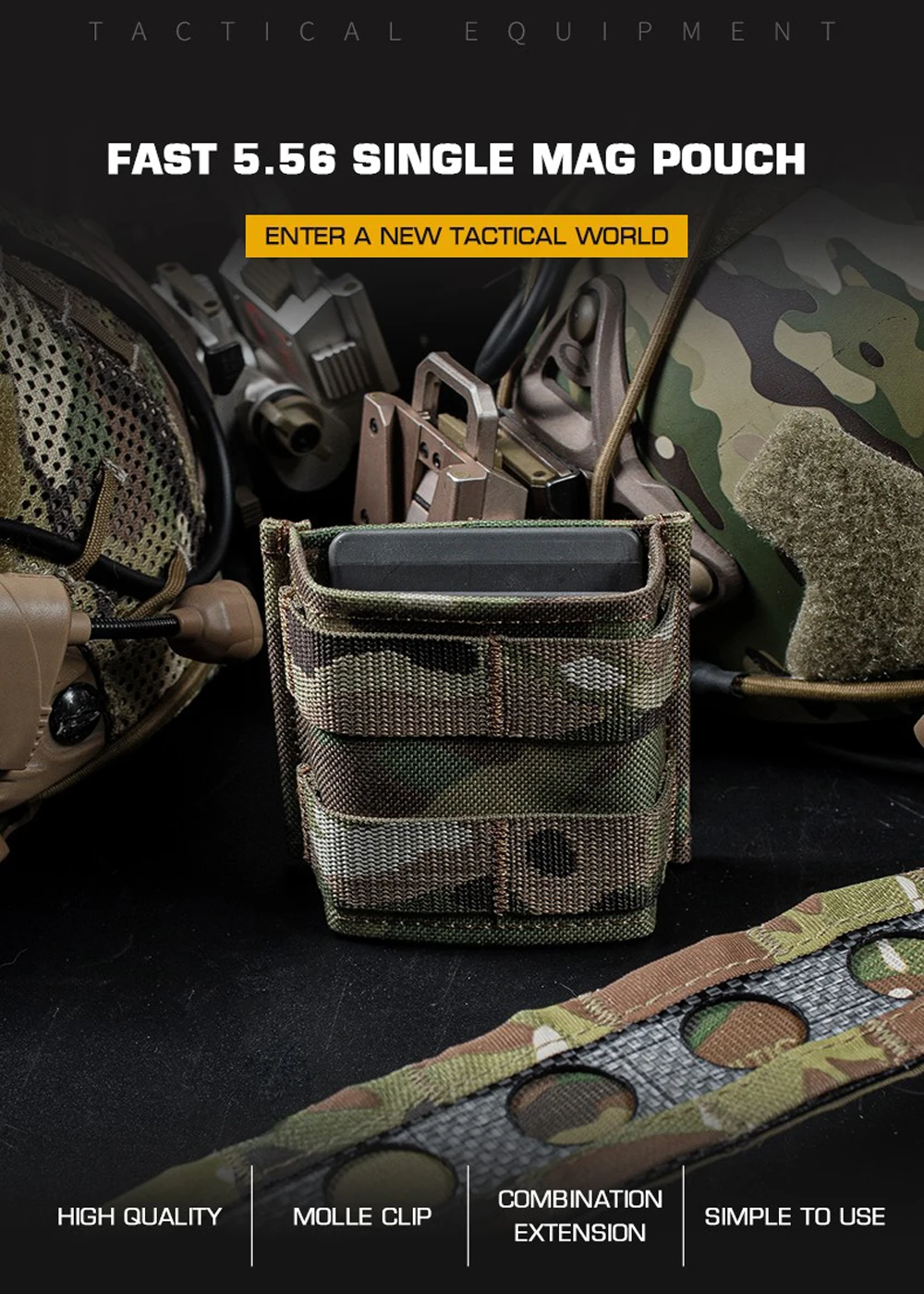 Vista frontal de la bolsa con inserto Kydex visible