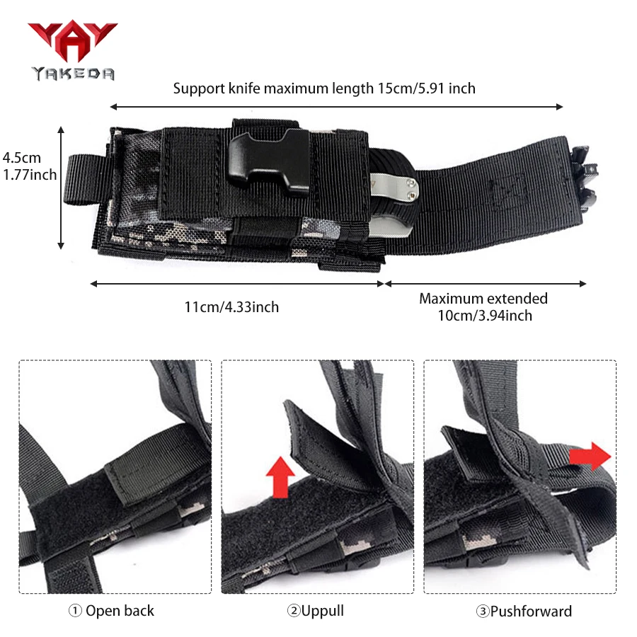 YAKEDA Funda de cuchillo nylon con hebilla liberación rápida