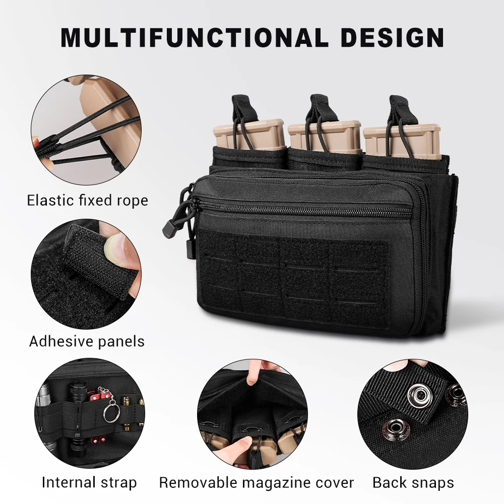 Portacargador triple MOLLE para rifle, bolsa táctica desmontable - imagen 2