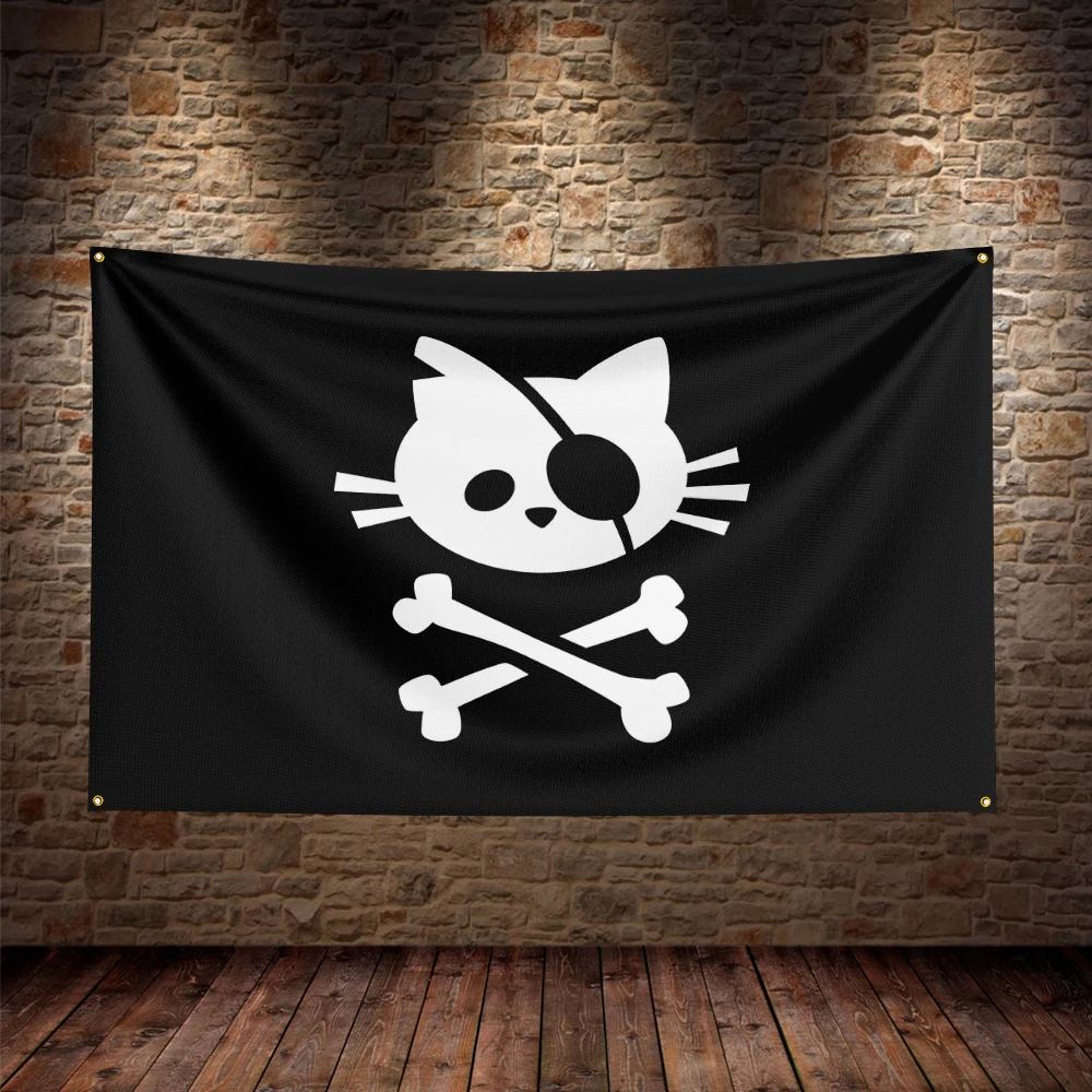 Bandera táctica calavera gato pirata para decoración - imagen 5