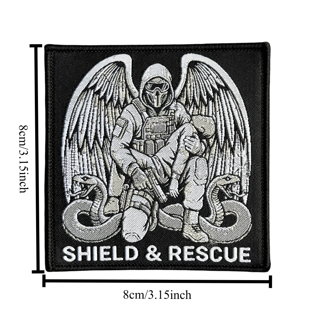 Parche táctico bordado escudo rescate con velcro gancho y bucle - imagen 4