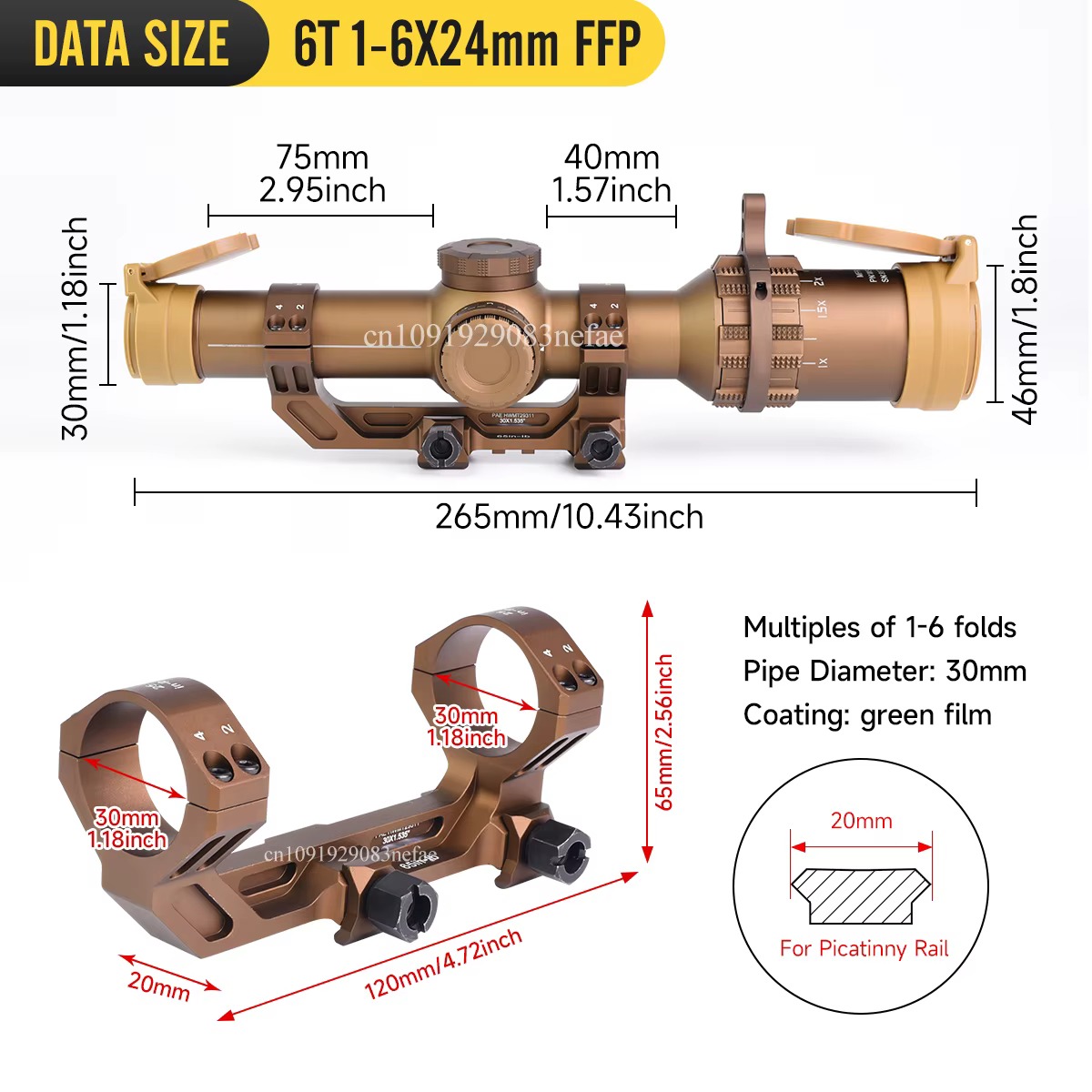 DWLR6 Mira telescópica táctica FFP retícula iluminada - imagen 5