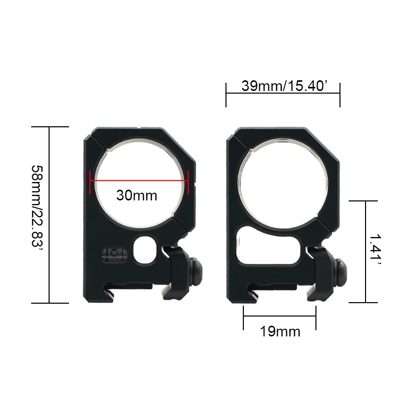 Soporte táctico dividido para mira telescópica de aluminio para riel - imagen 2