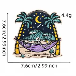Parche bordado calavera estilo vacaciones – para coser o planchar