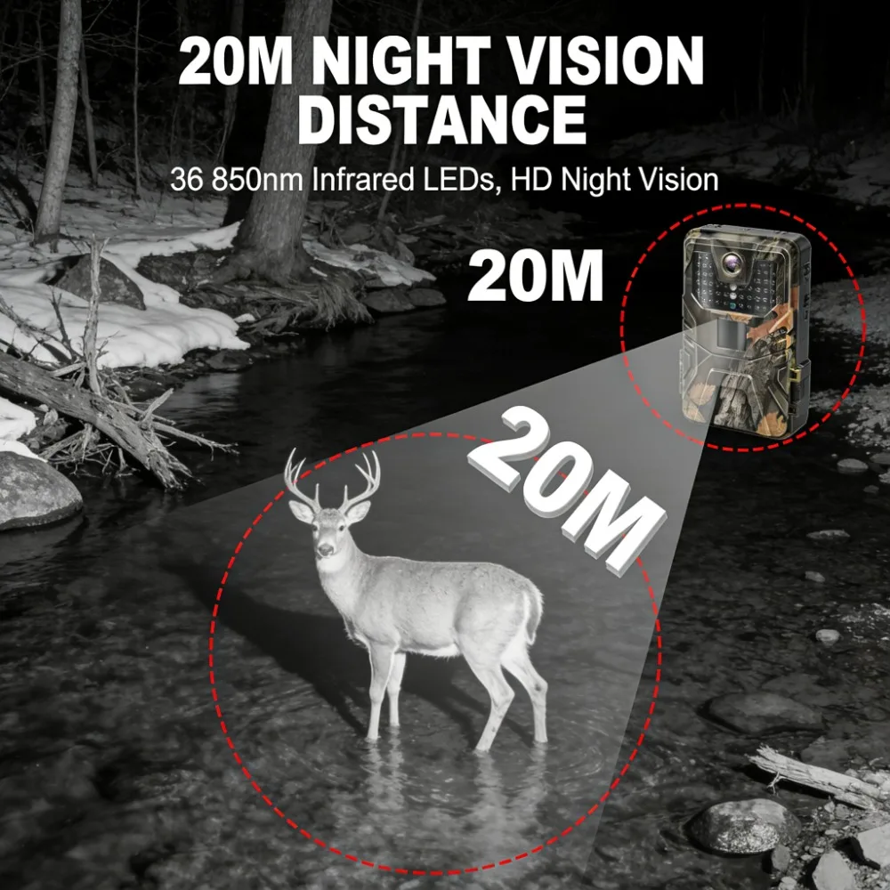 Cámara de caza WiFi camuflaje visión nocturna sin brillo IR - imagen 4