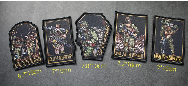 Parche con diseño de soldados esqueleto en detalle