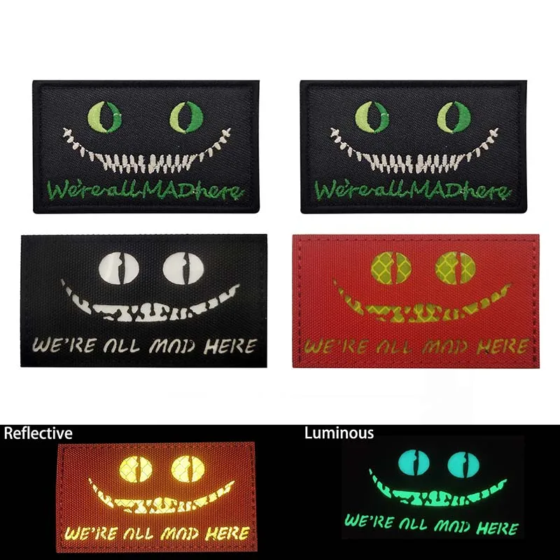 Parche reflectante emblema bordado táctico ojo de gato Cheshire - imagen 5