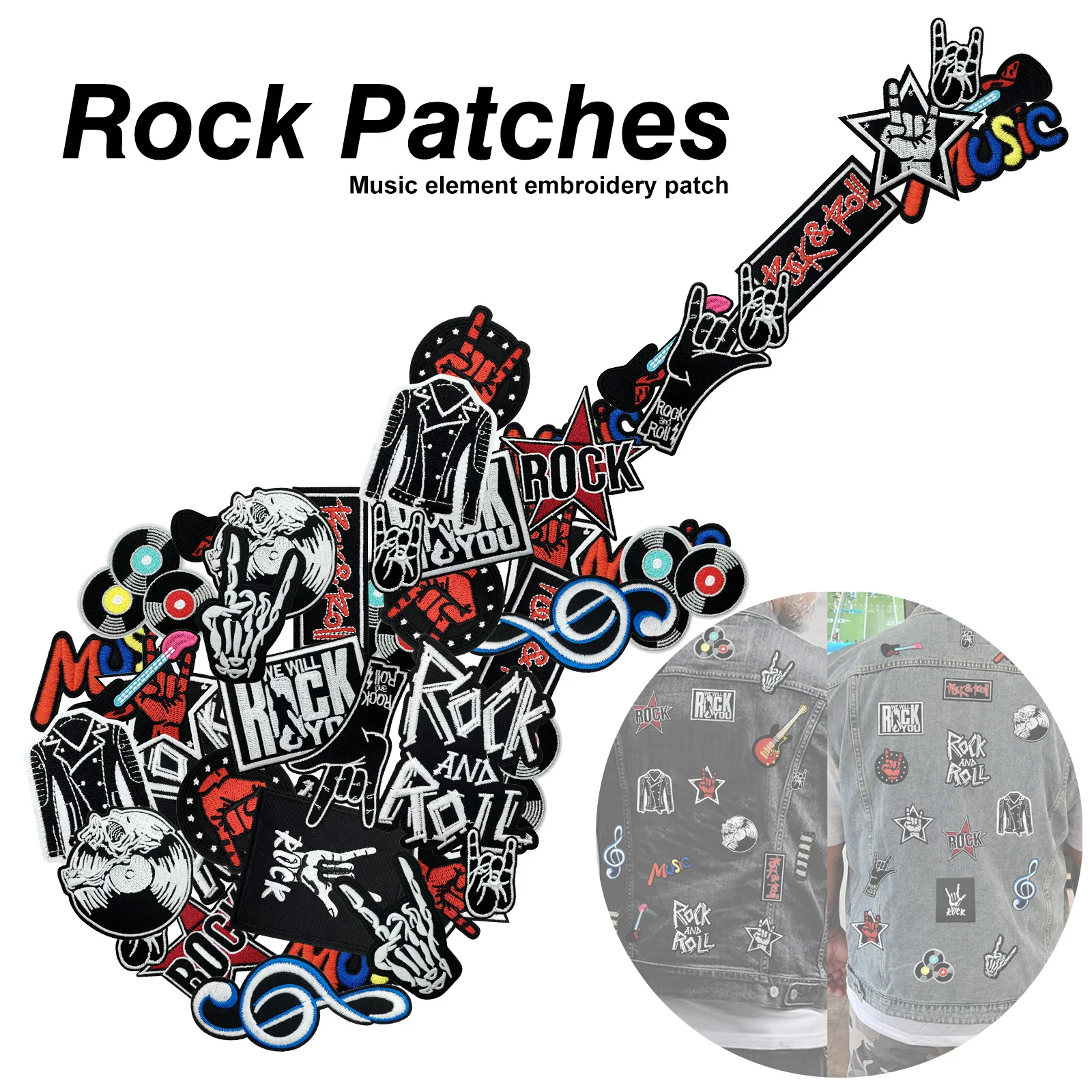 Parches termoadhesivos punk rock bordados para chaquetas y ropa