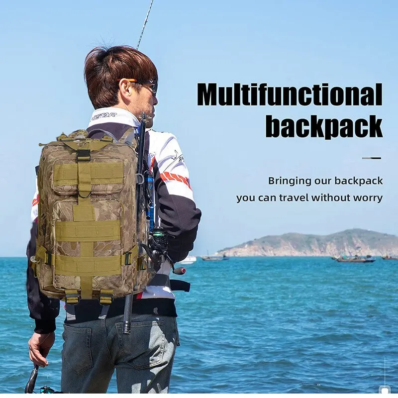 Mochila táctica camuflaje nailon para caza, pesca y trekking - imagen 3