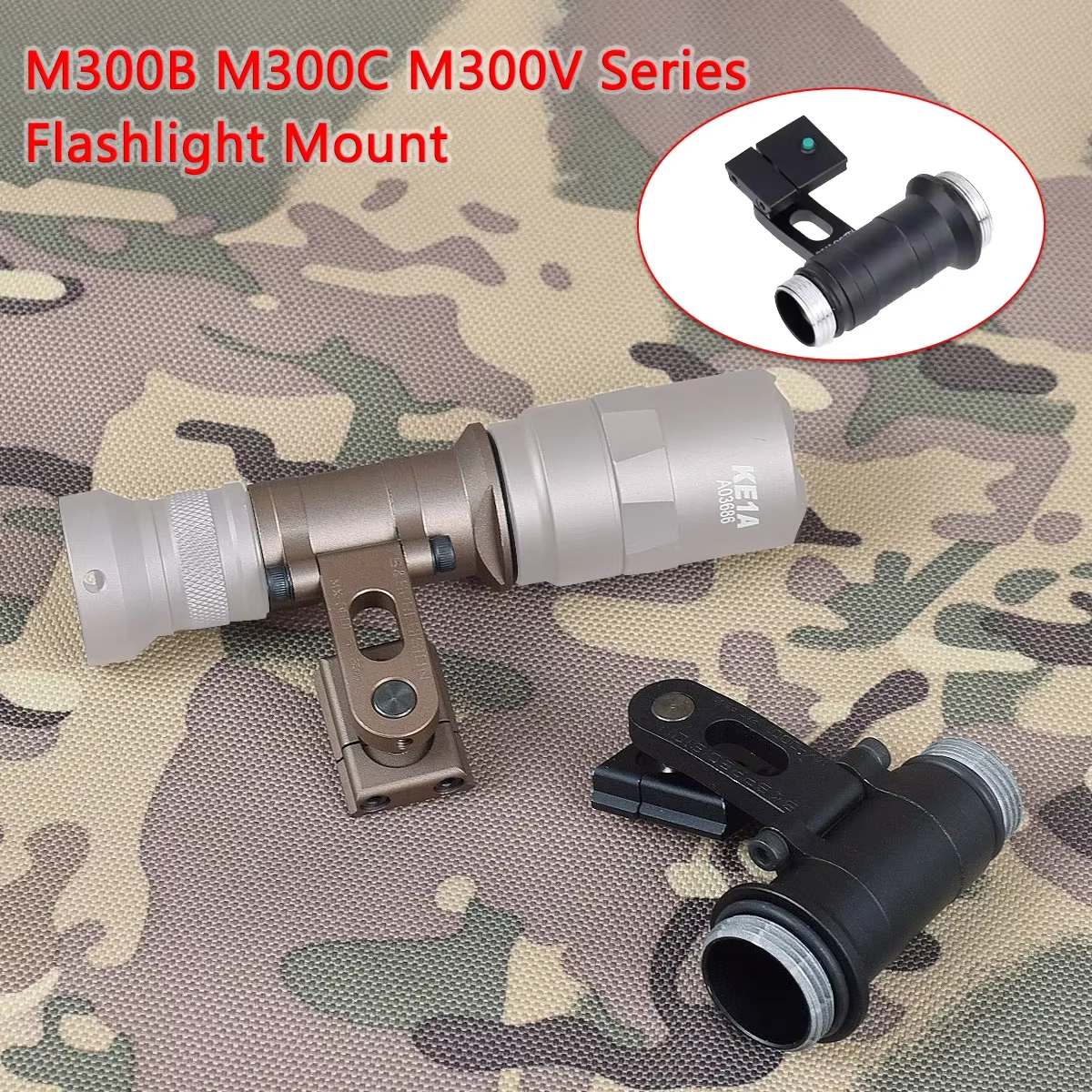 Soporte Picatinny Tratical para linterna Surefire M300B/M300C táctico - imagen 2