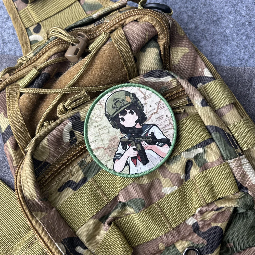 Parche táctico anime chica militar con gancho y bucle - imagen 4