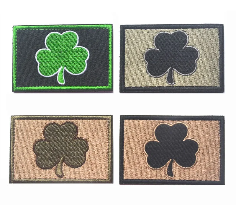 Parche bordado trébol irlandés verde con gancho y bucle San Patricio - imagen 3