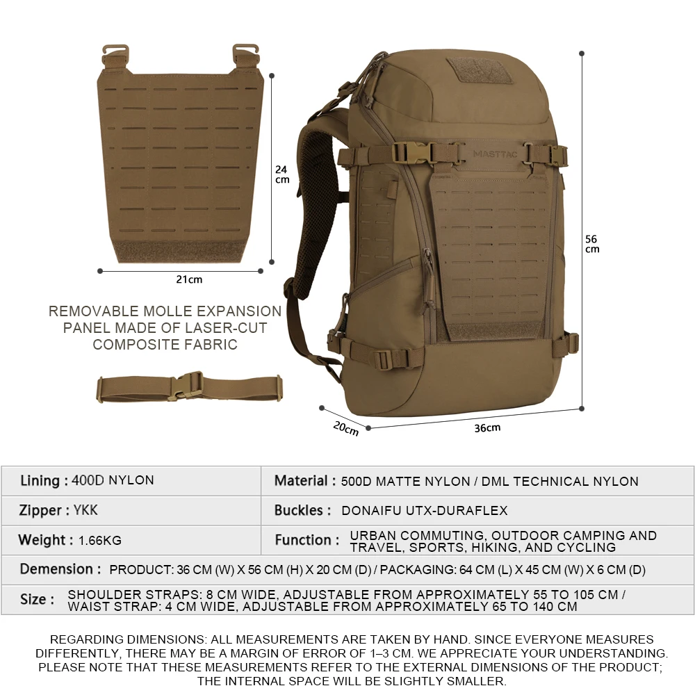 Mochila táctica MOLLE impermeable de nylon, EDC desmontable camping - imagen 2