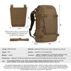 Mochila táctica MOLLE impermeable de nylon, EDC desmontable camping