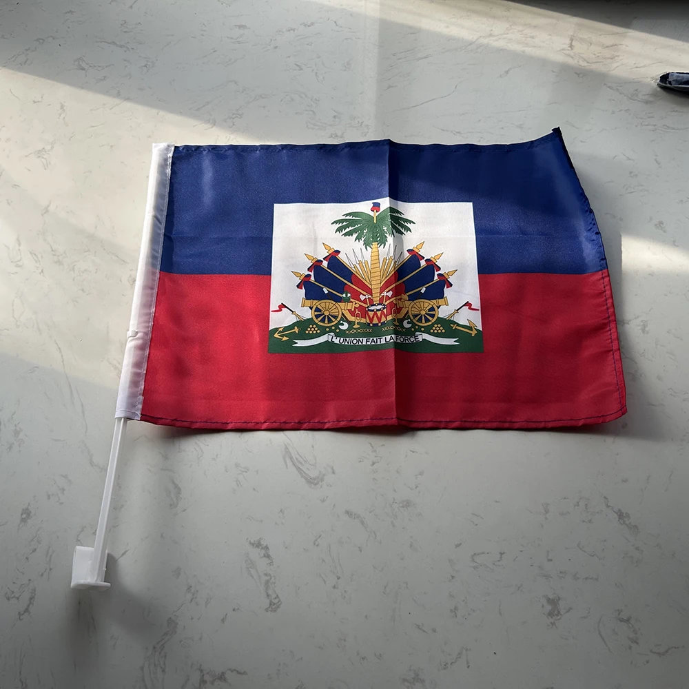 Bandera Haití para coche poliéster con asta de plástico - imagen 5