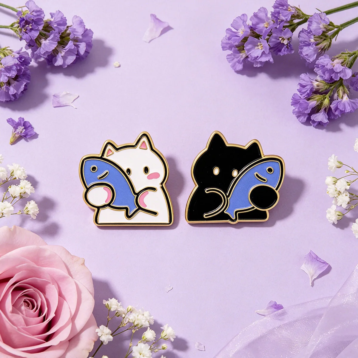 Broche de esmalte gato en metal – accesorio para mochila y sombrero - imagen 4
