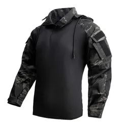 Camisa táctica de manga larga con cremallera y capucha trekking
