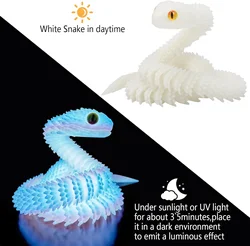 Figura reptil Serpiente de Cristal impresa 3D, dientes móviles