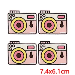 Parches bordados termoadhesivos cámara rosa y flores para coser
