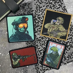 Parche táctico calavera con rifle – Velcro para mochila y equipo