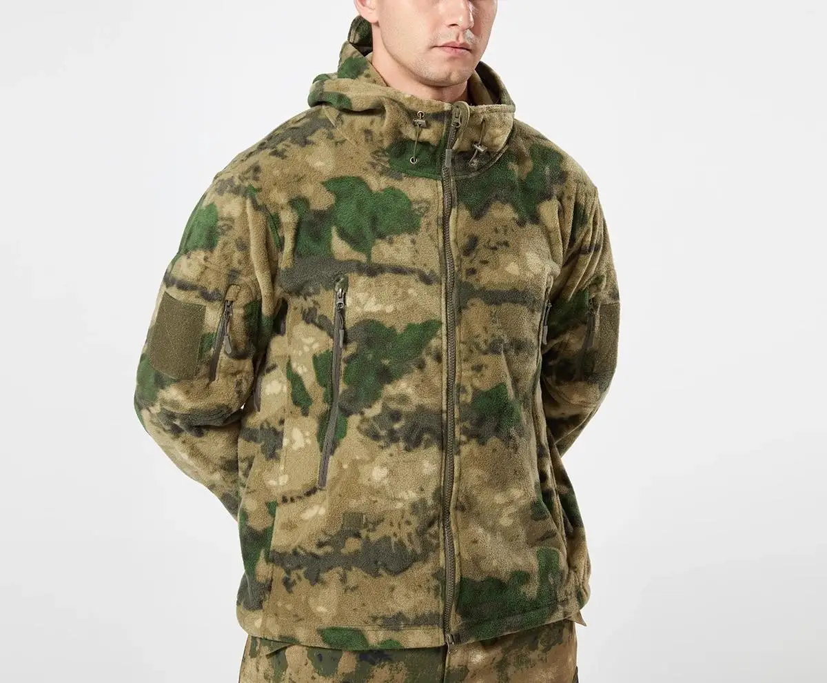 Chaqueta táctica de forro polar grueso camuflaje para hombre