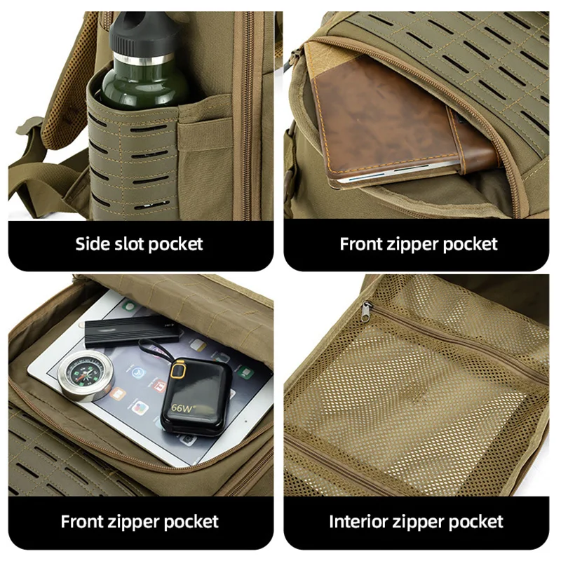 Mochila táctica MOLLE camuflaje ripstop para caza y senderismo - imagen 2