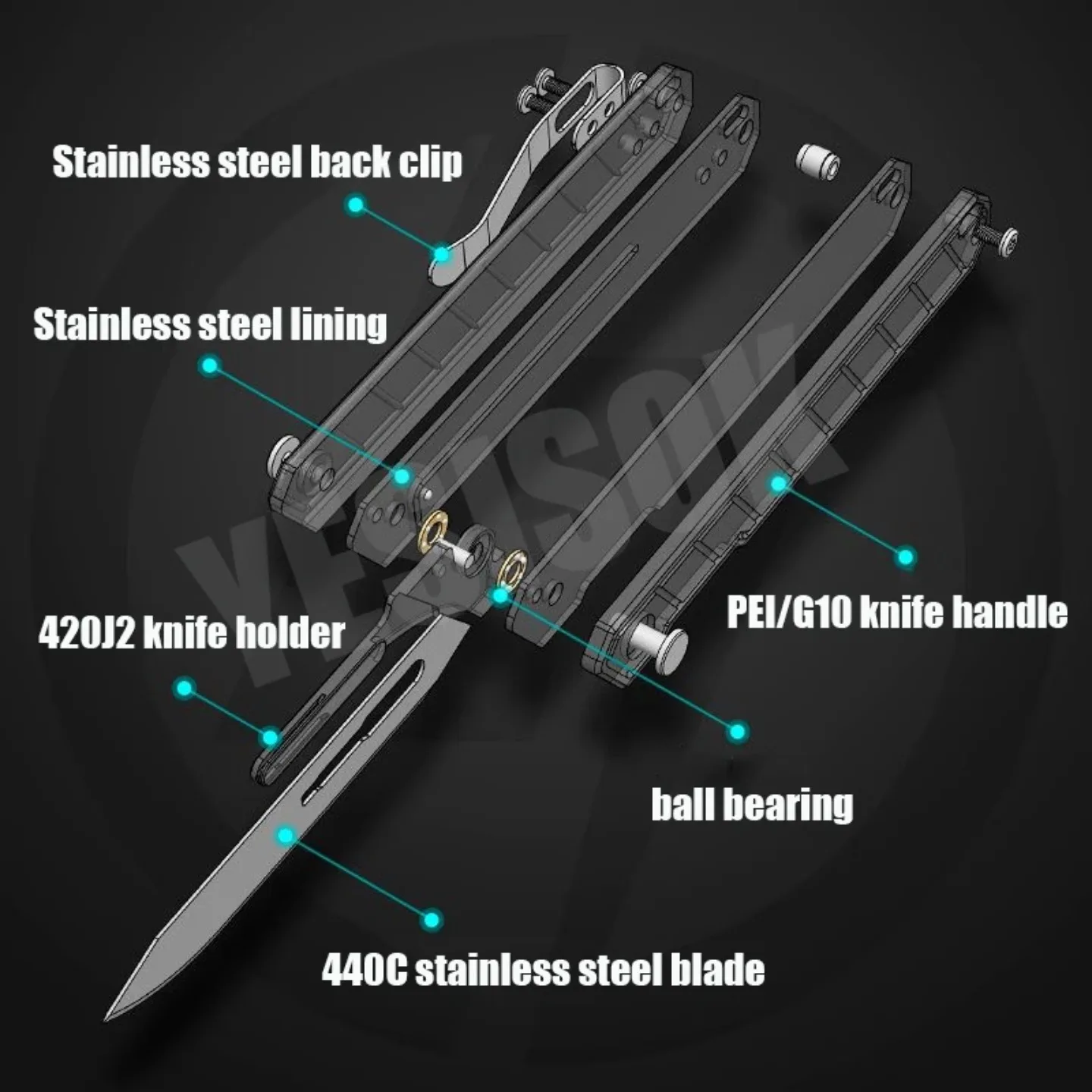 Cuchillo artesanal hoja reemplazable mango G10 portátil - imagen 3