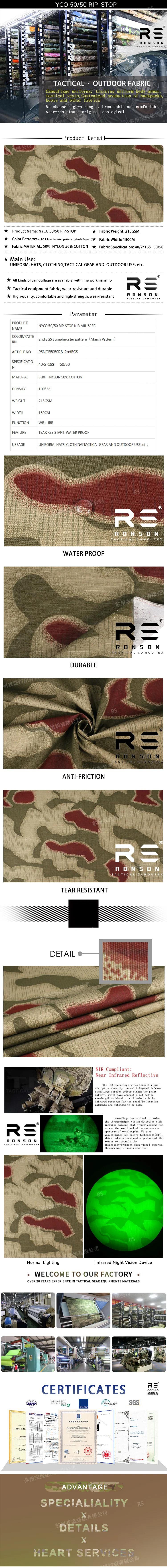 Tela NYCO Rip-stop camuflaje Marsh