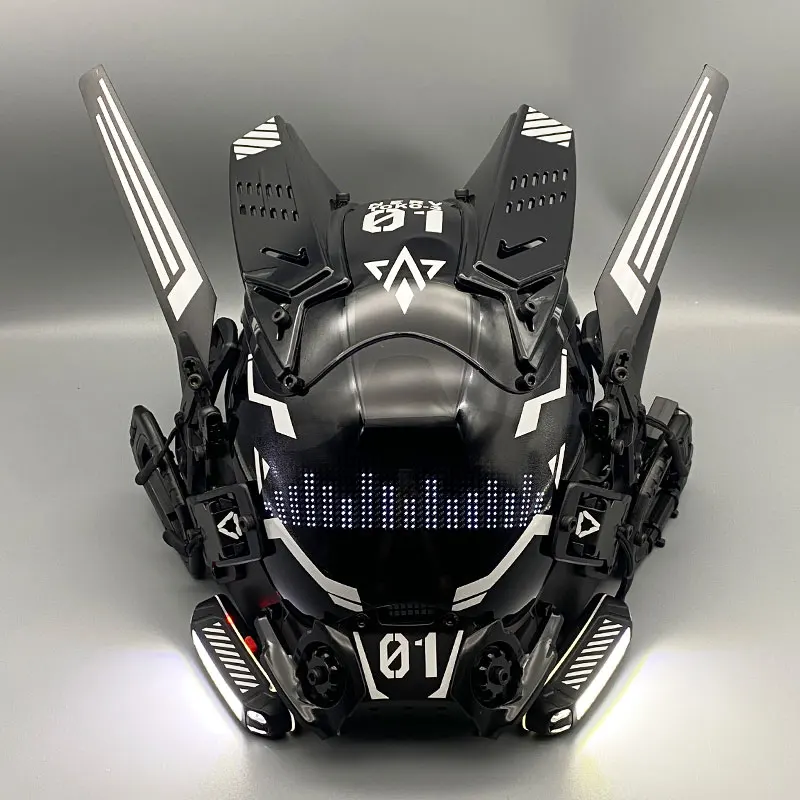 Máscara táctica Cyberpunk de casco caballero con luz para Halloween - imagen 2