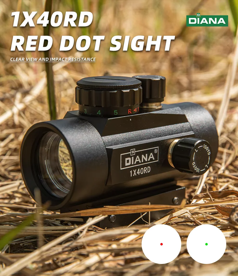 Punto rojo y verde sobre el visor