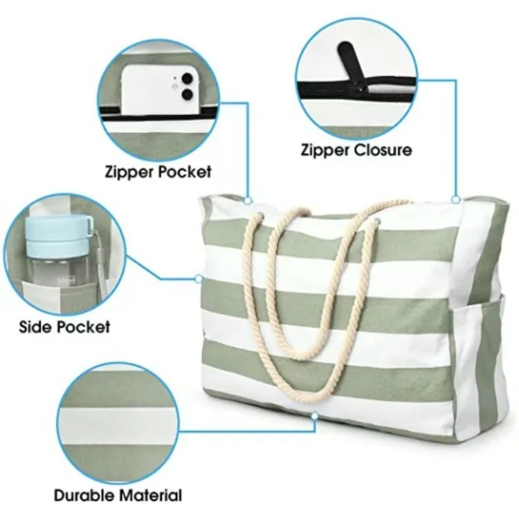 Bolsa portátil con diseño de rayas