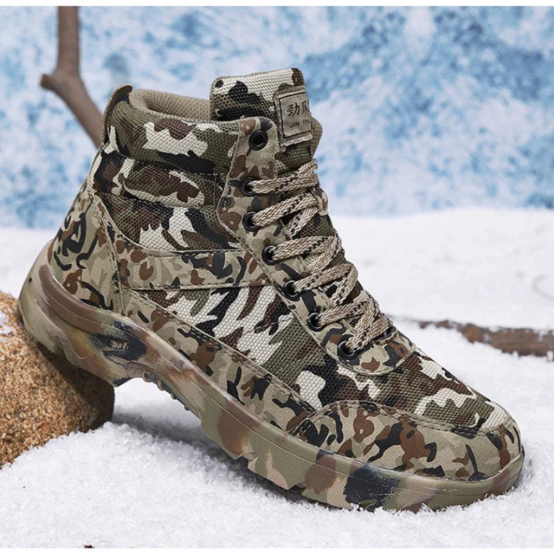 Botas tácticas de invierno antideslizantes gruesas camuflaje hombre - imagen 3