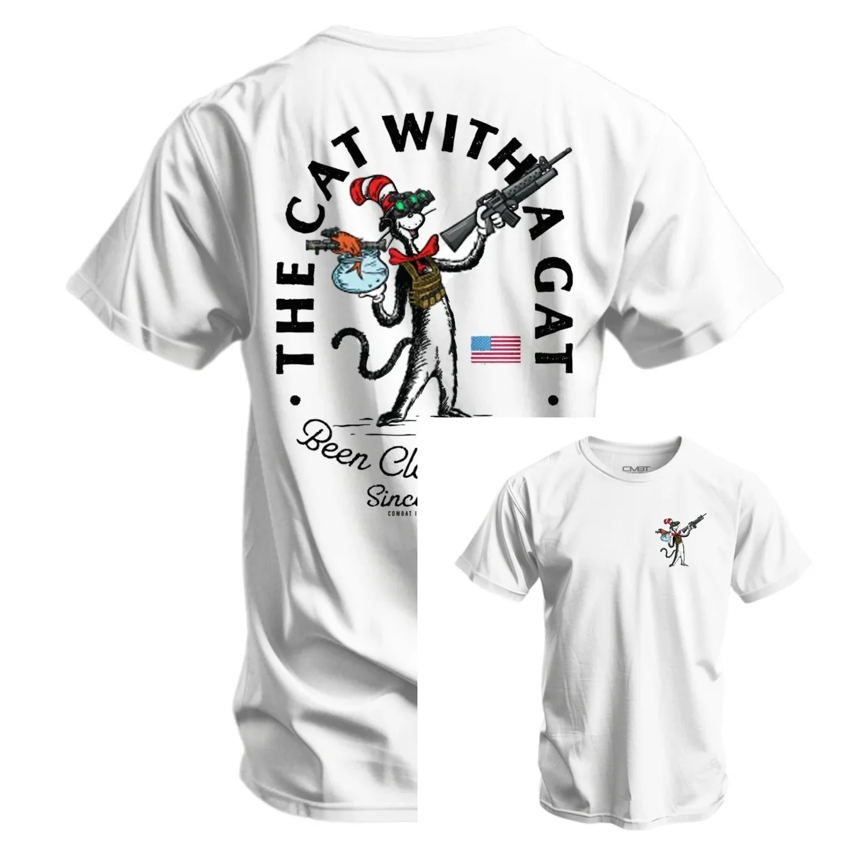 Camiseta táctica Cat with a Gat Remix de algodón para deporte - imagen 5
