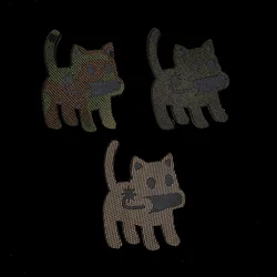 Parche reflectante con insignia de gato - gancho y bucle para mochila