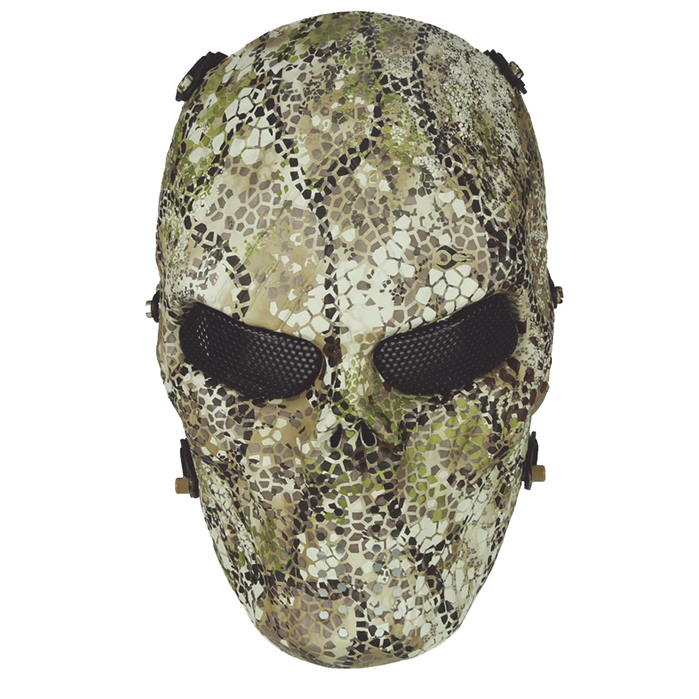 Máscara táctica de calavera con malla metálica y protección ocular
