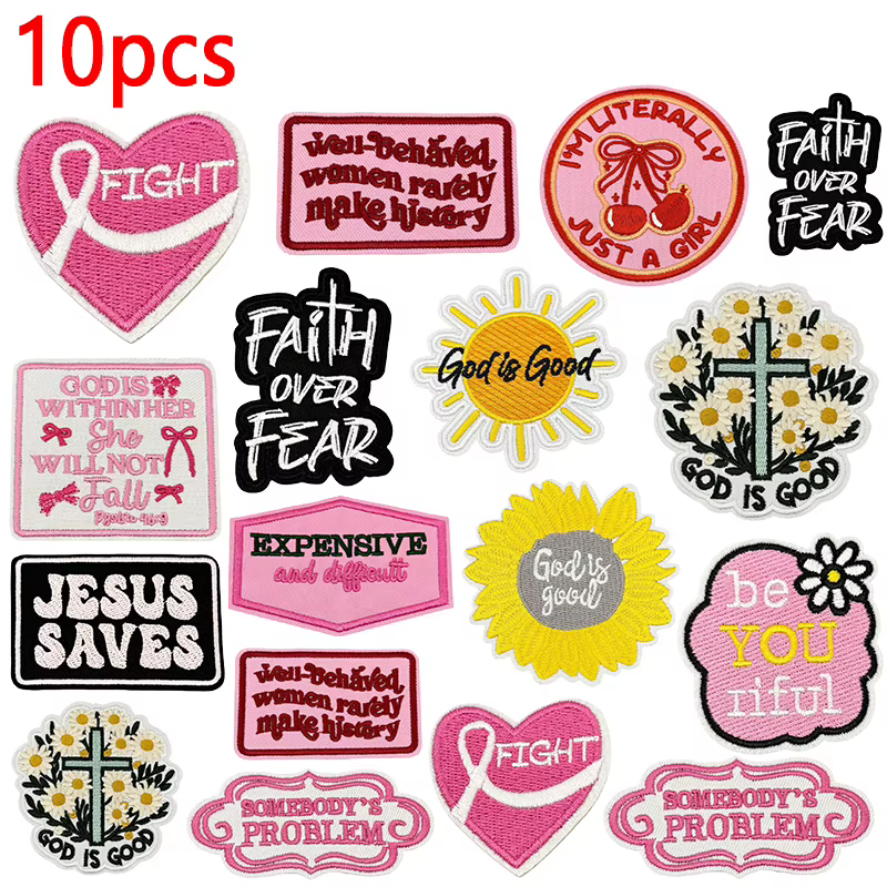 Parches bordados Jesús salva termoadhesivos mensaje positivo chaquetas - imagen 4