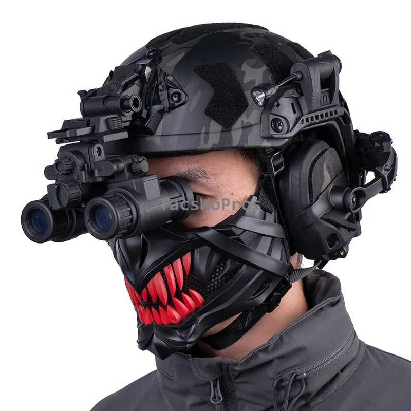Máscara táctica media cara transpirable ajustable para airsoft y tiro - imagen 2