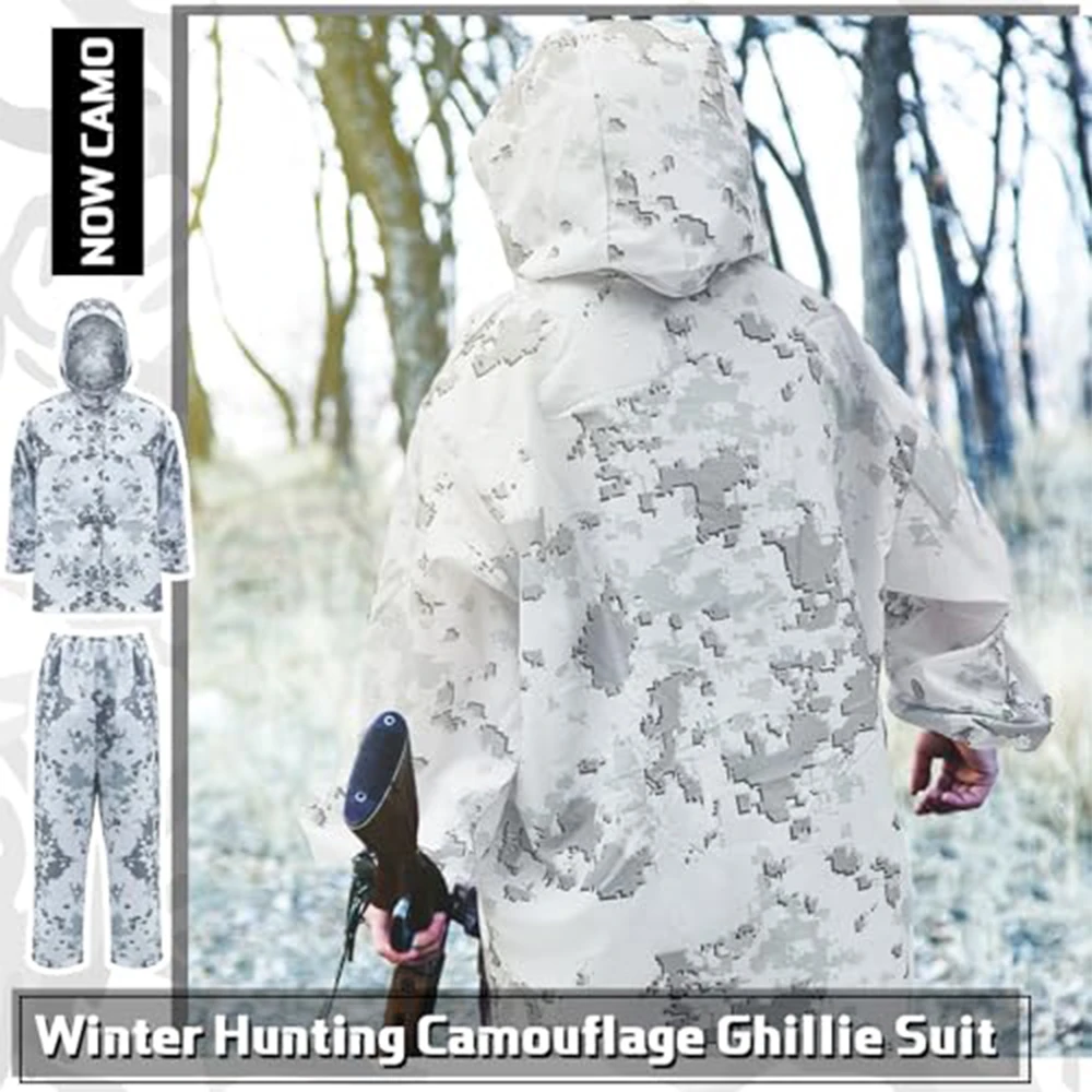 Traje Ghillie táctico de nieve de invierno con chaqueta y pantalón - imagen 3