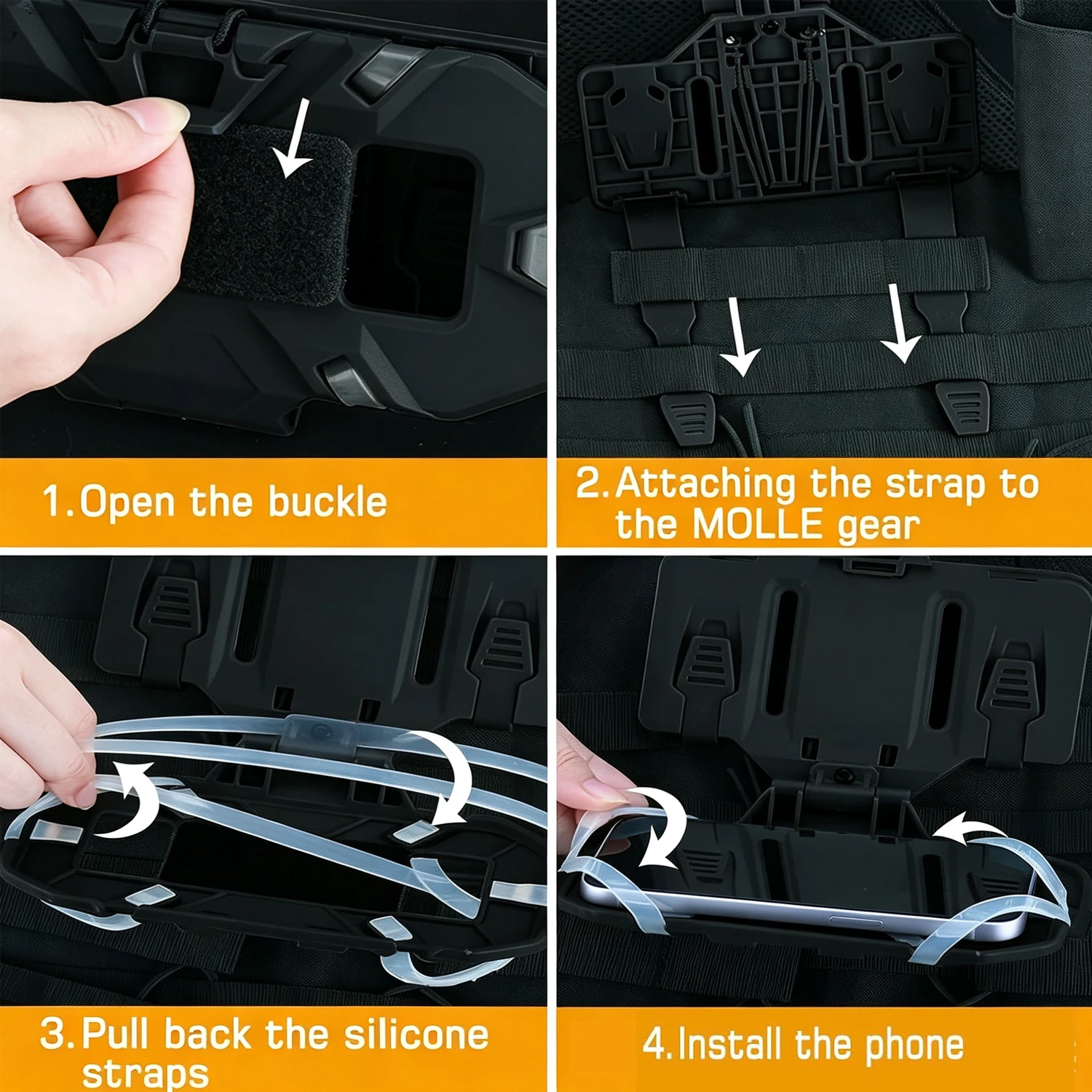 Portamóvil MOLLE táctico plegable para chaleco y mochila - imagen 5