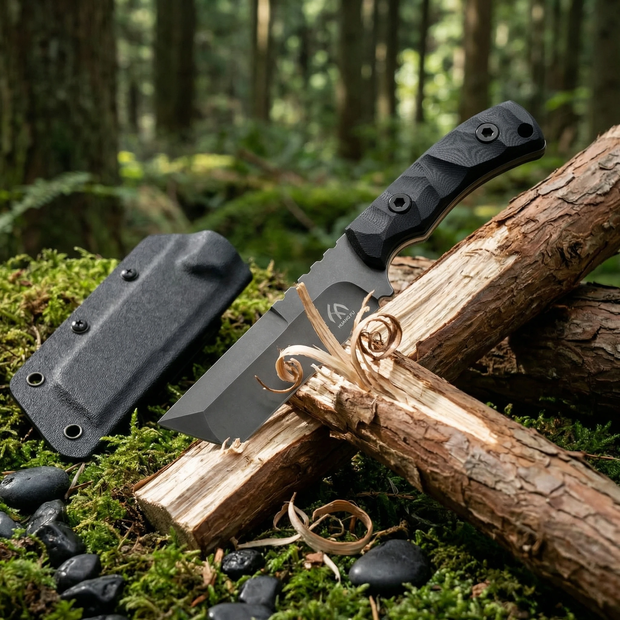 Cuchillo fijo táctico de acero alto rendimiento para camping con funda - imagen 2