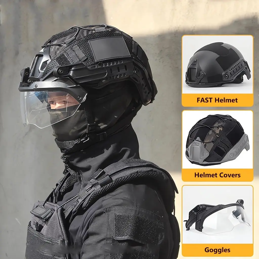 Gafas antivaho, linterna y NVG montados