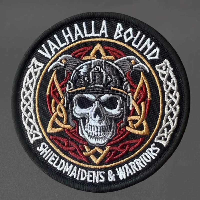 Parche táctico bordado calavera cuervo con Velcro para mochila - imagen 2