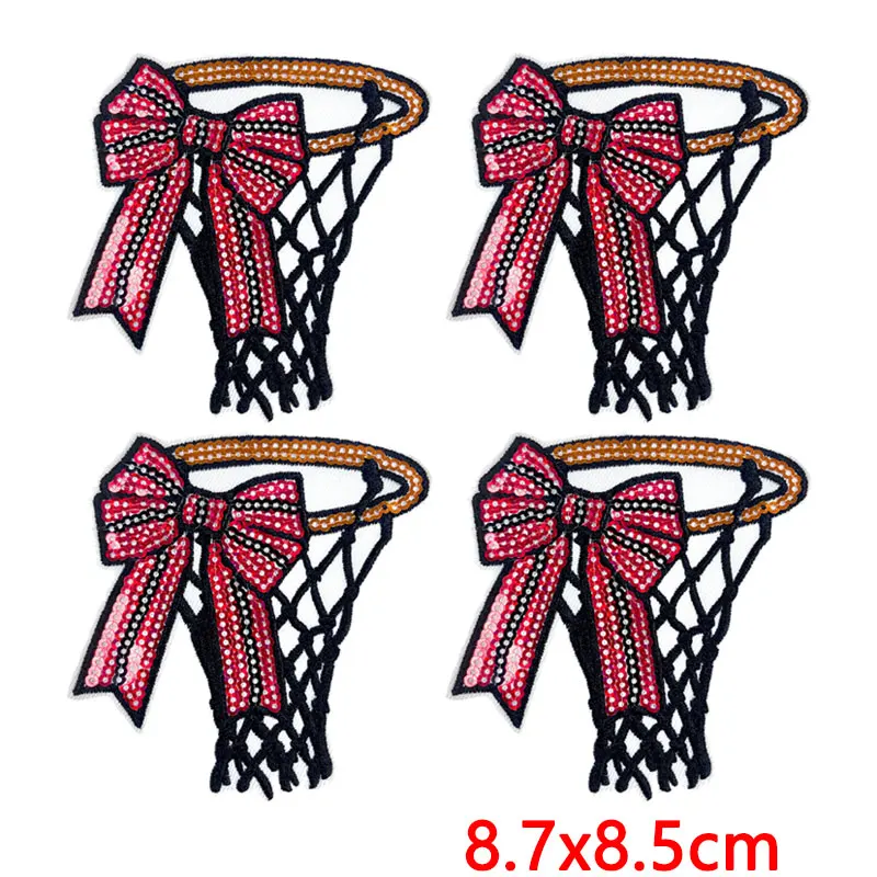 Parche termoadhesivo aro de baloncesto glamuroso brillante bordado