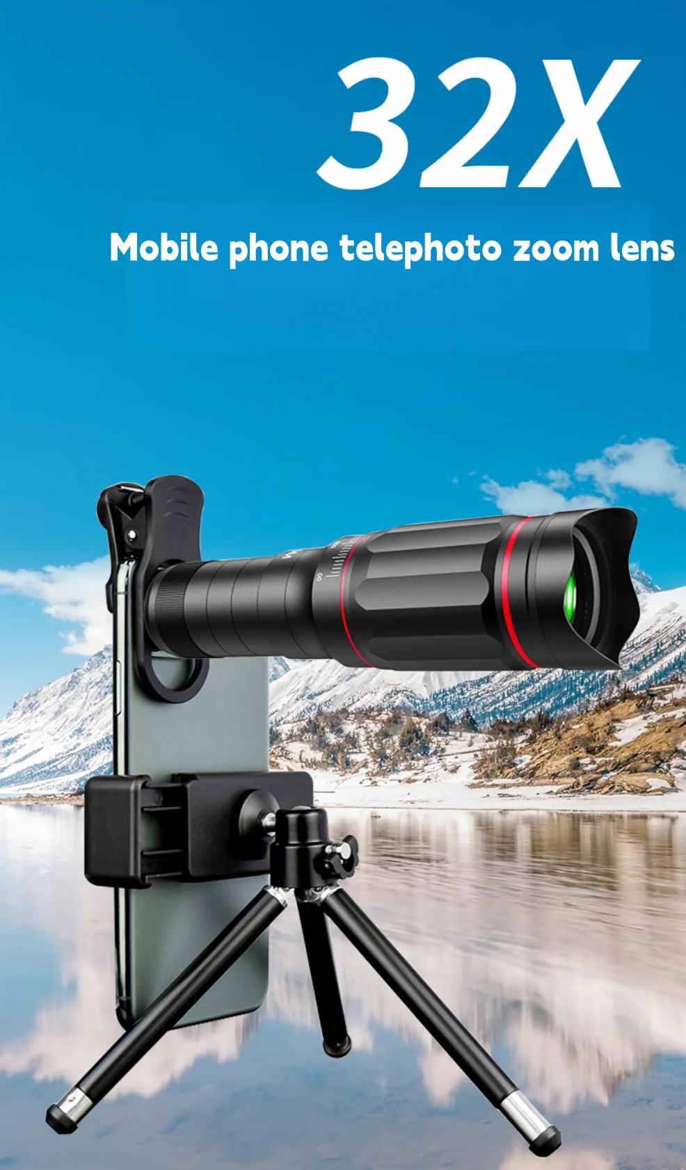 Telelens 32X metálico para móvil