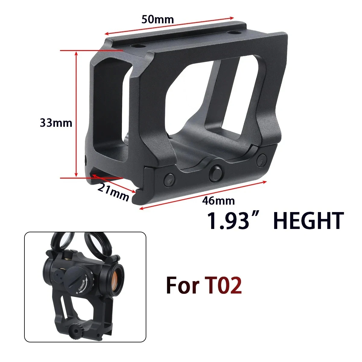 Mira punto rojo táctica T01/02 2MOA con montura rápida UNITY Picatinny - imagen 4